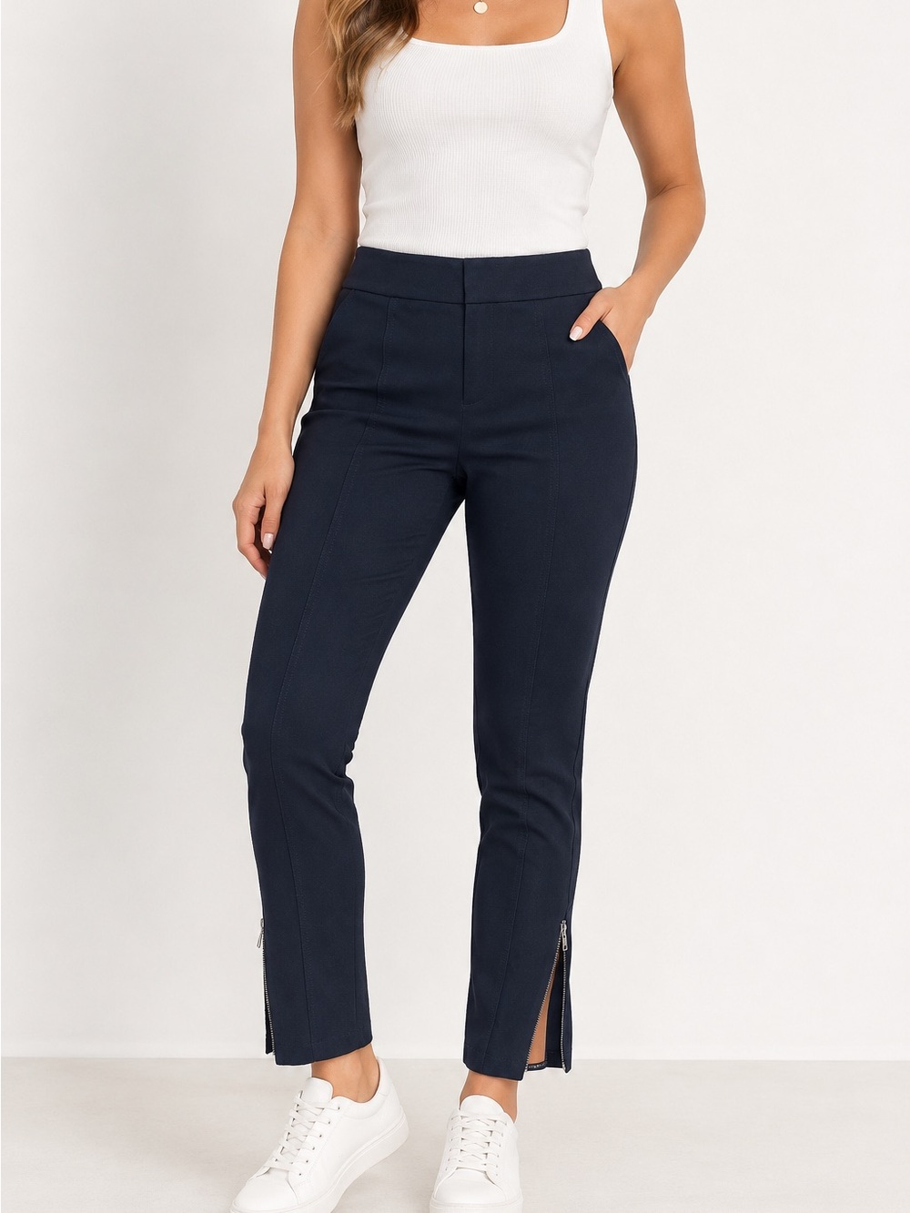 Anthropologie Slim Ankle Pants with Front Seam & Zip Slits